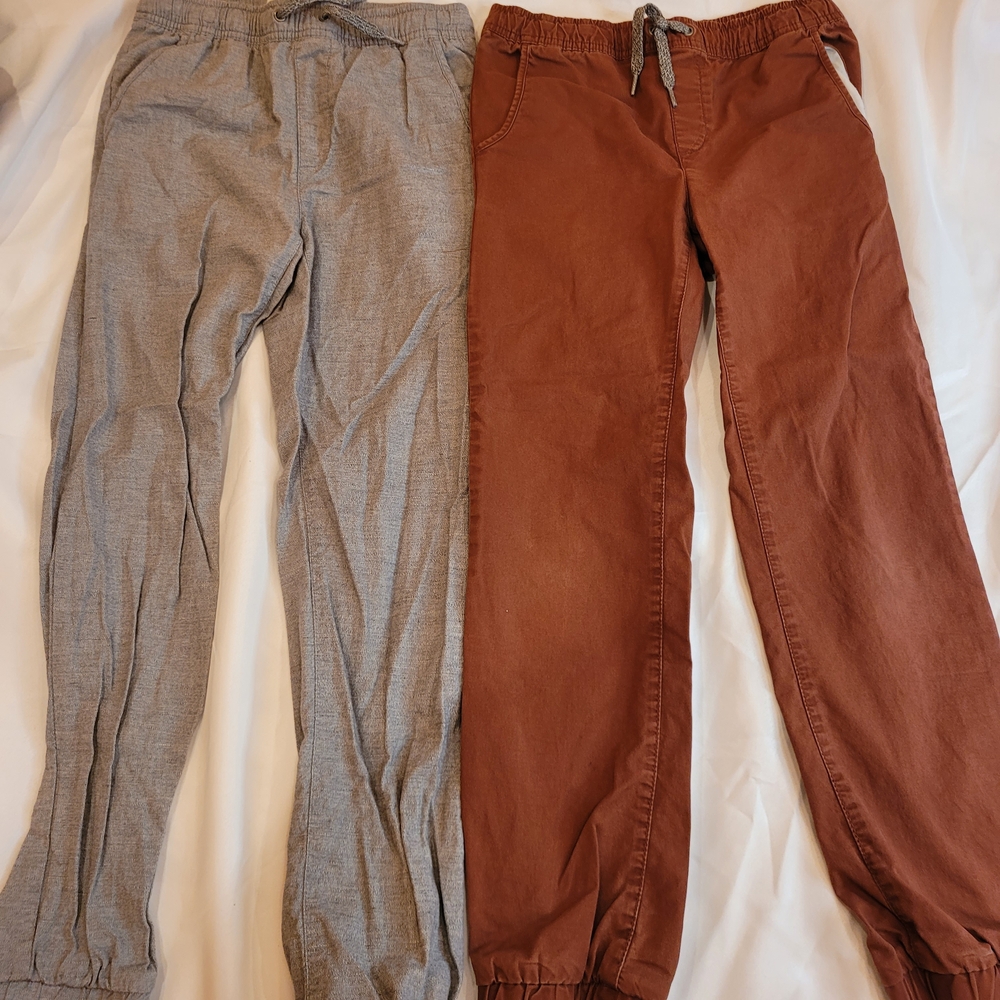 Old Navy Drawstring Jogger Pants- Rust & Heathered Gray-Sz 10/12